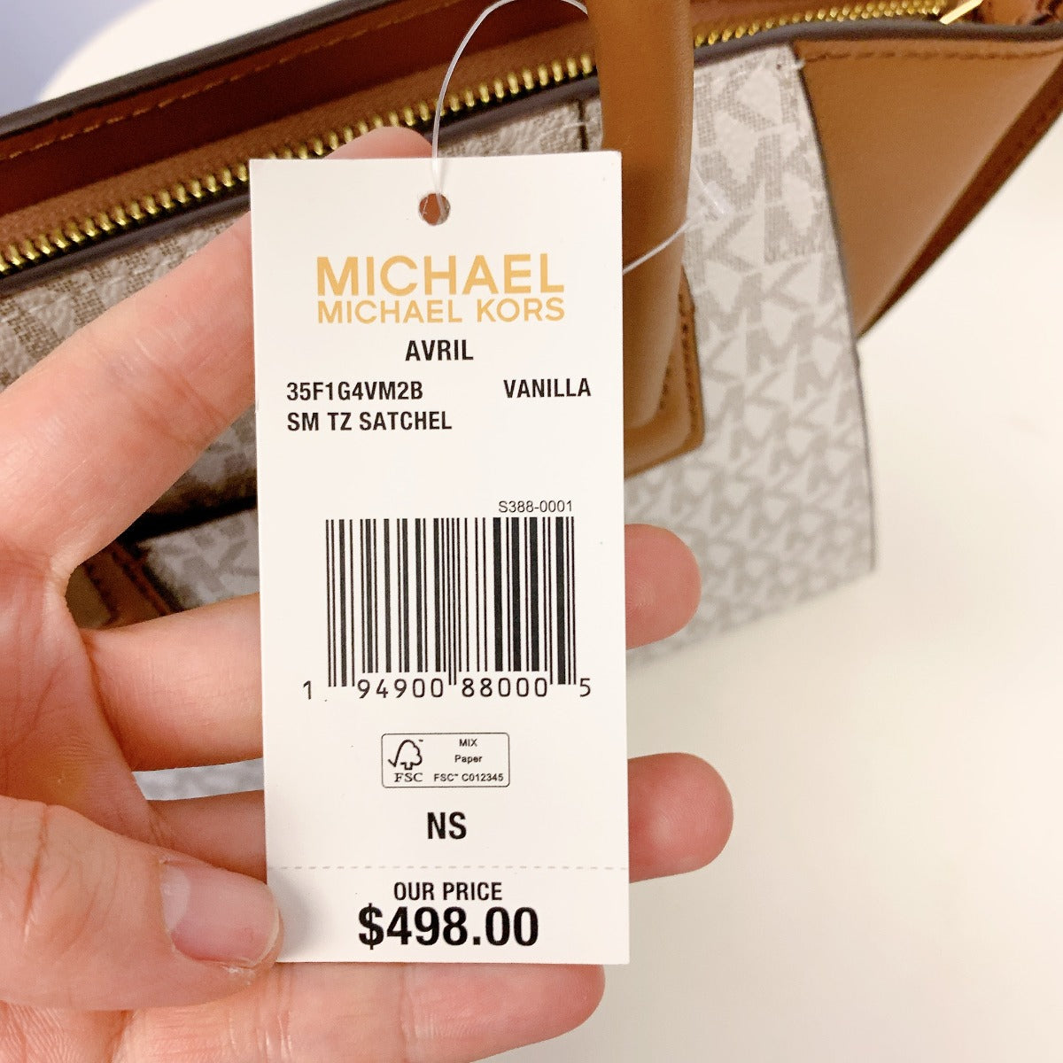 MICHAEL KORS 35F1G4VM2B AVRIL SMALL LOGO TOP-ZIP SATCHEL IN VANILLA MICHAEL KORS 35F1G4VM2B AVRIL SMALL LOGO TOP-ZIP SATCHEL IN VANILLA